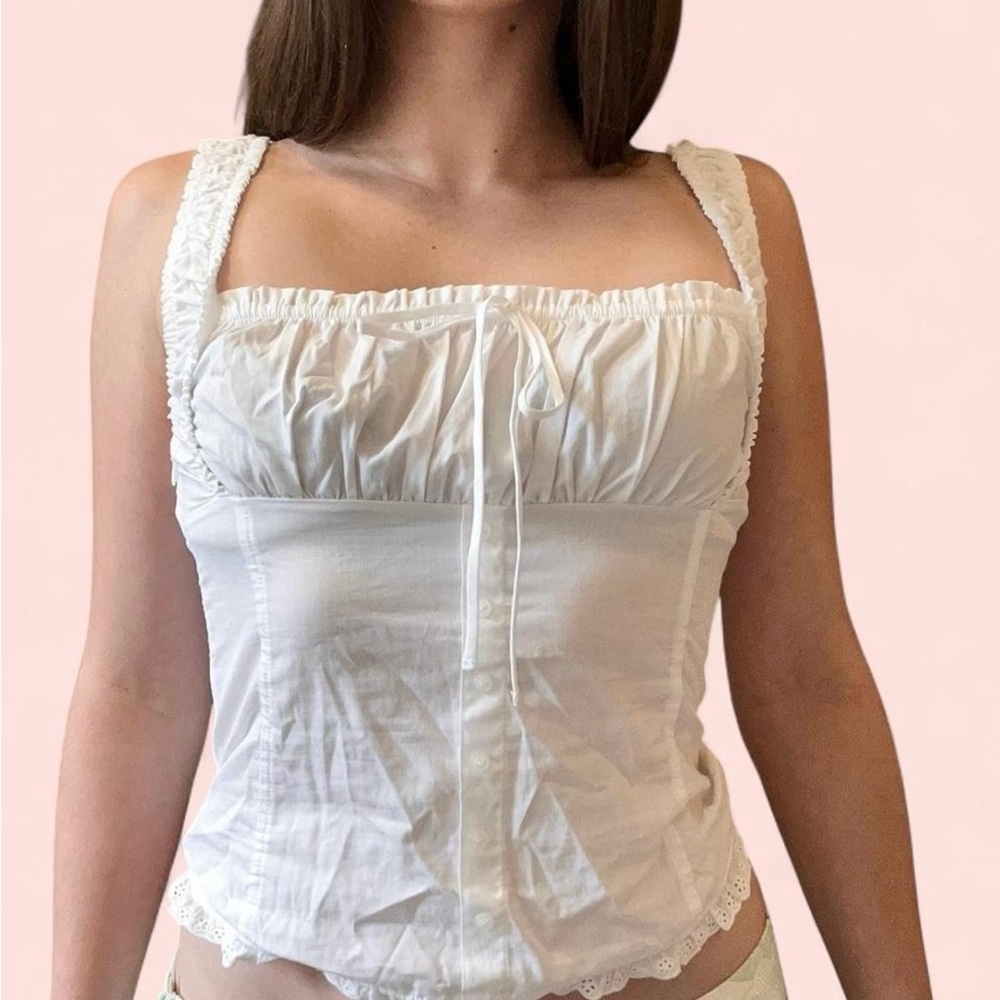 Frankie's Bikinis White Smocked Top
